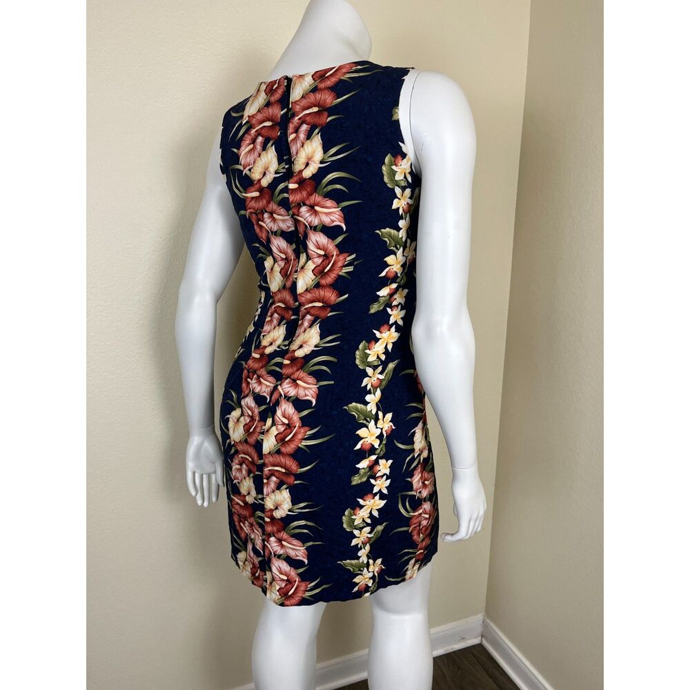 Vintage Two Palms Women Size XL Tropical Floral Sheath Mini Dress Hawaiian Shift - Picture 13 of 14